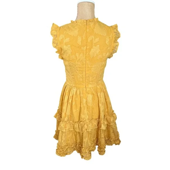 Lulus Women's XS Yellow Floral Ruffle Sleeveless Mini Dress - Picture 5 of 12
